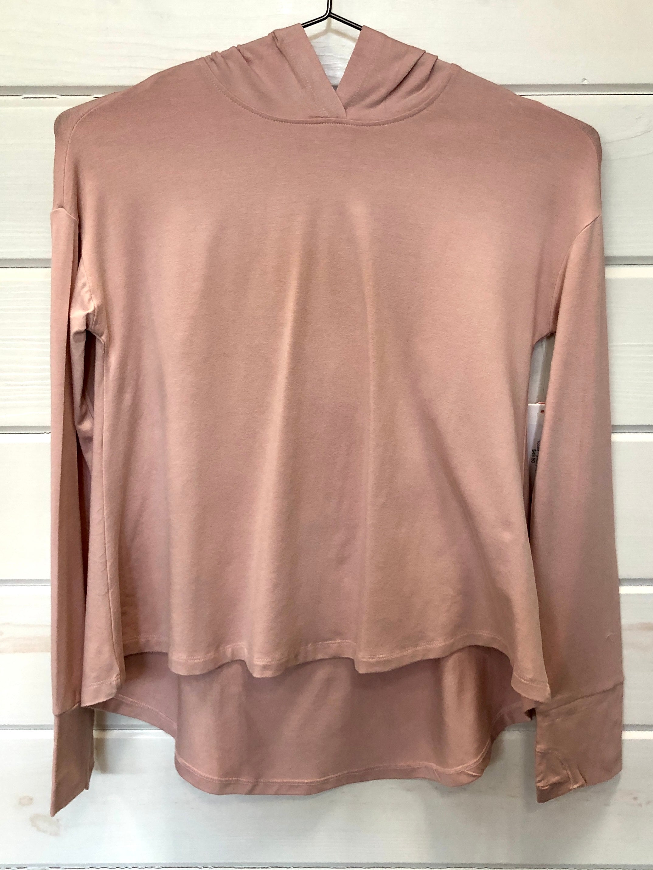 Peach Hi-Lo Thumbhole Hoodie