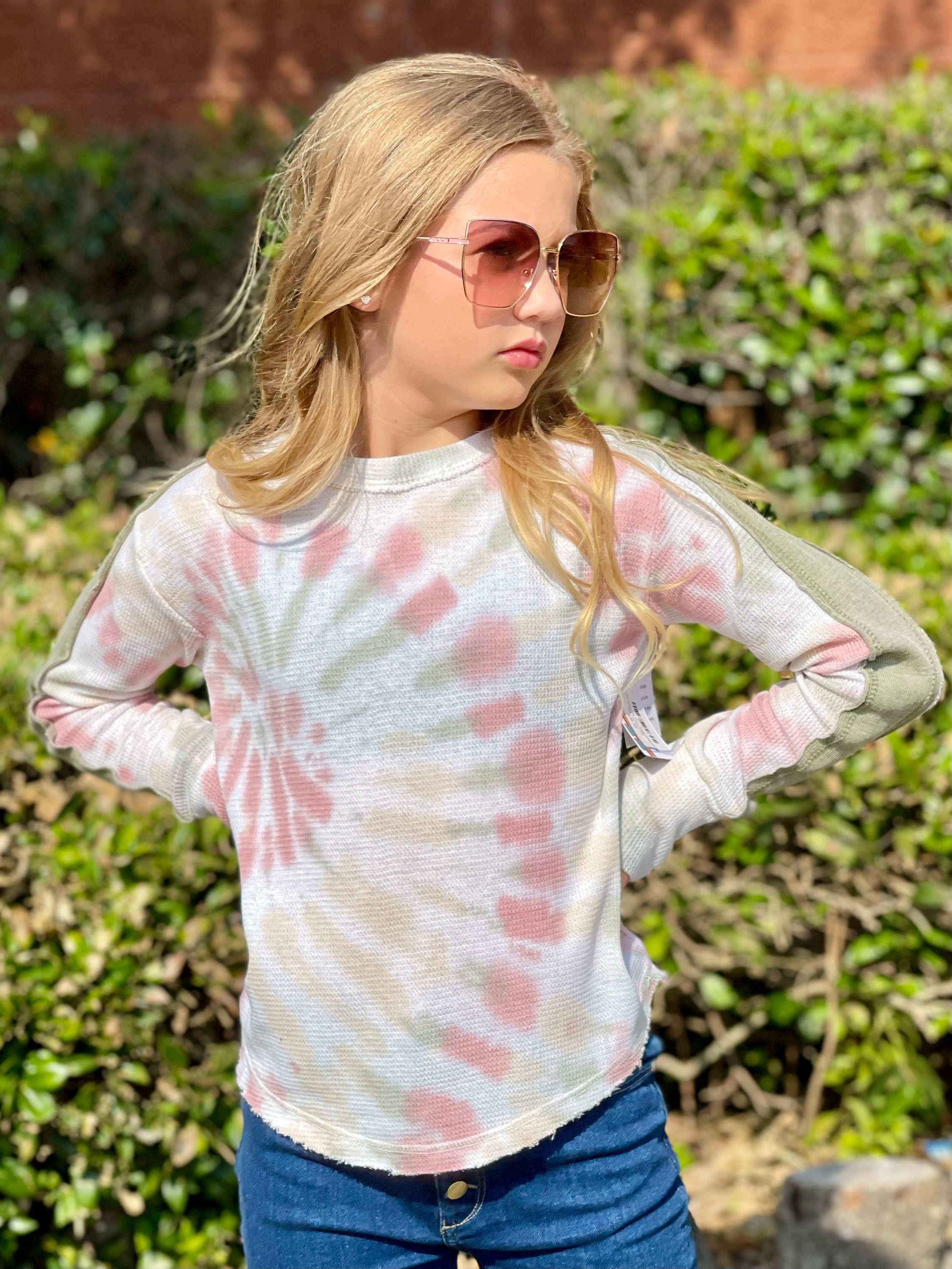 Vintage Havana Green & Pink Swirl Thermal Top