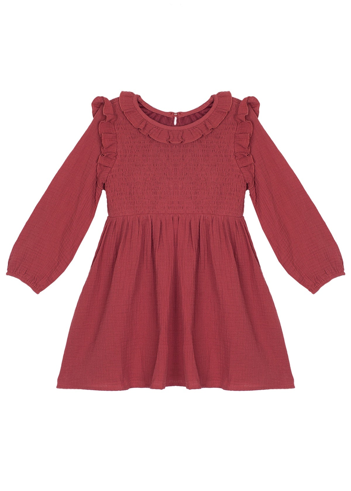 Red Smocked Autumn Dress