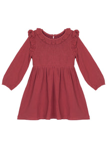 Red Smocked Autumn Dress