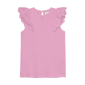 Creamie Rosebloom Eyelet Sleeve Top