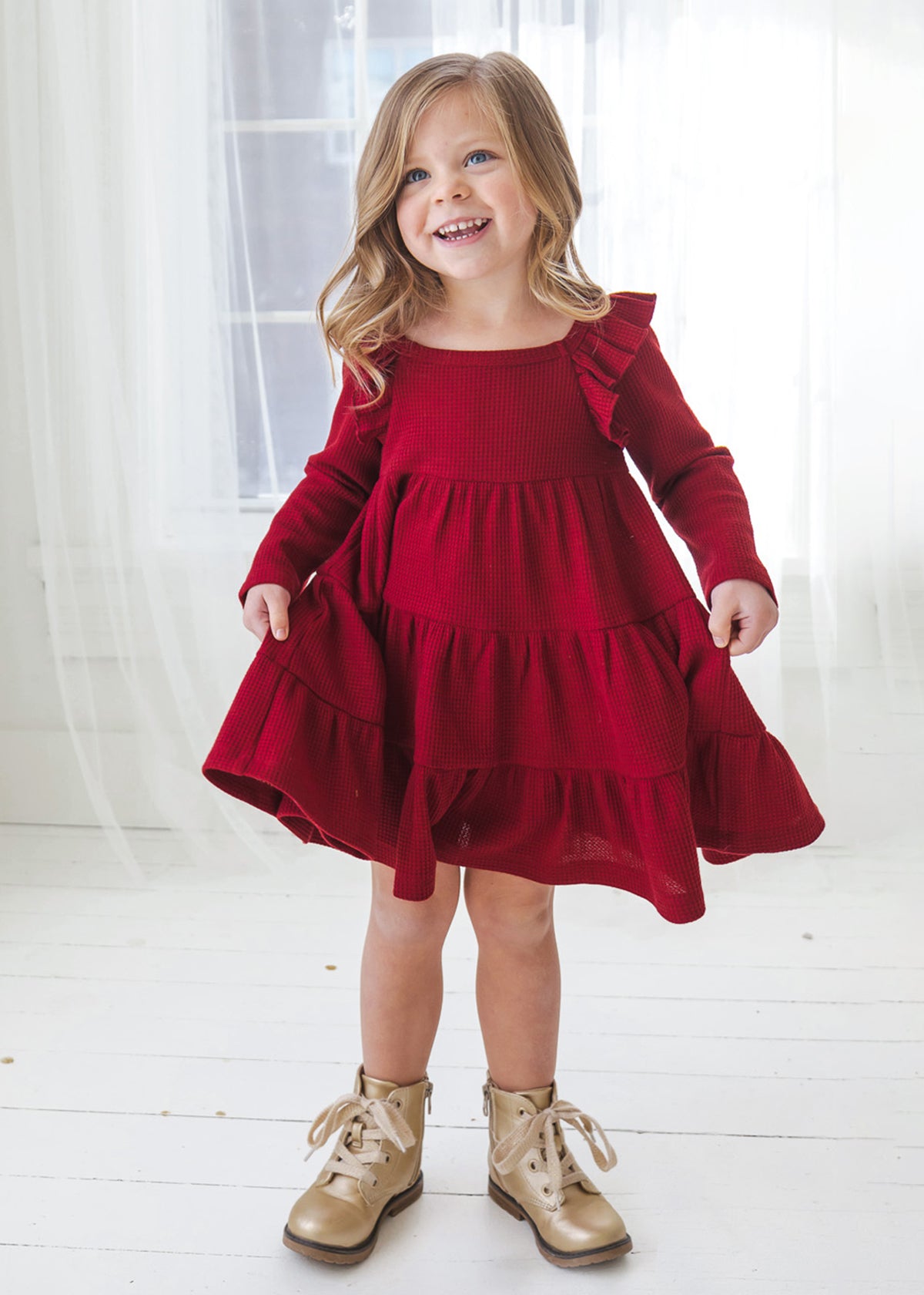 Burgundy Waffle Knit Dress