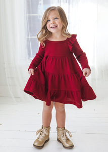 Burgundy Waffle Knit Dress