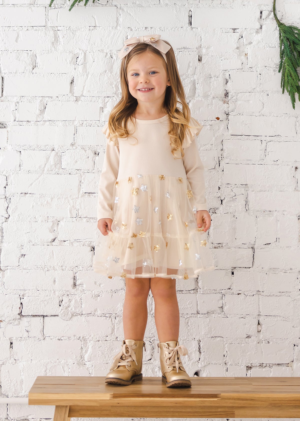 Knit & Glitter Star Tulle Dress