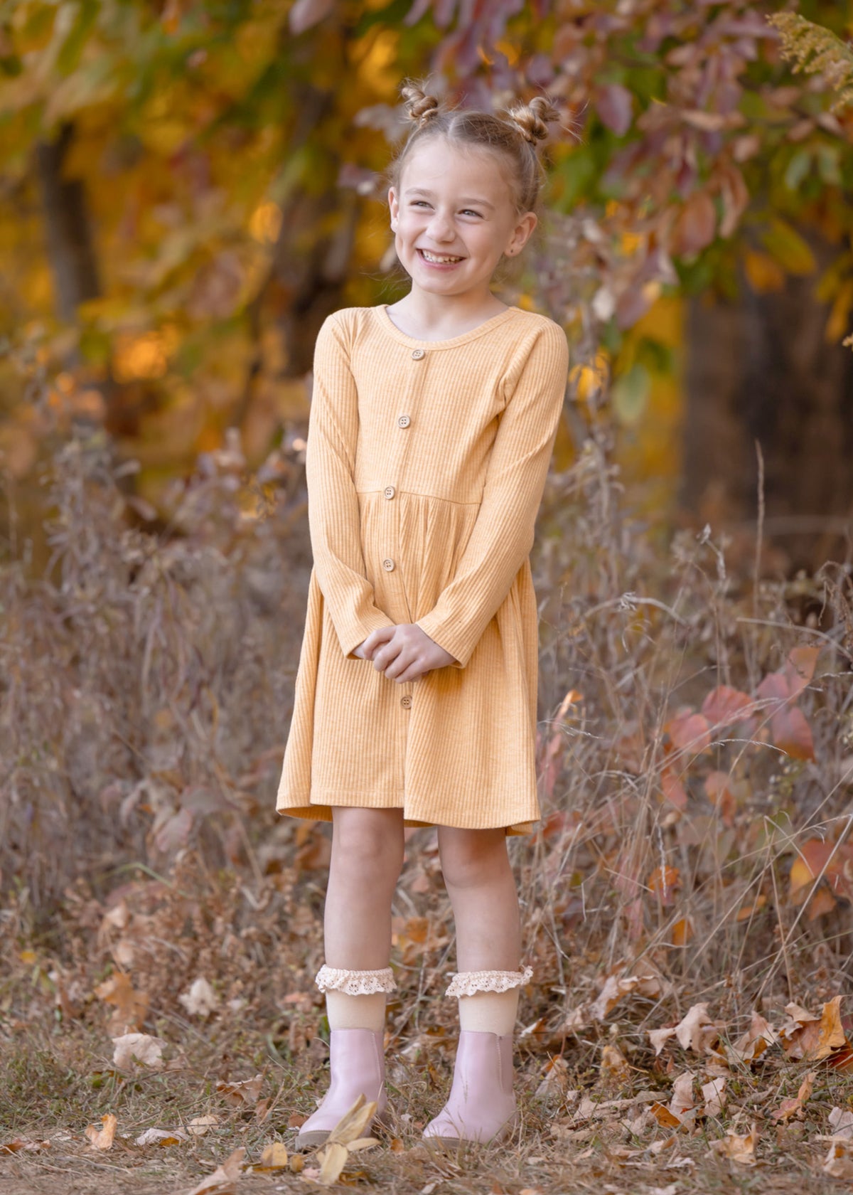 Elouise Yellow Rib Knit Dress