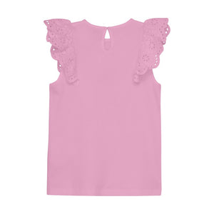 Creamie Rosebloom Eyelet Sleeve Top