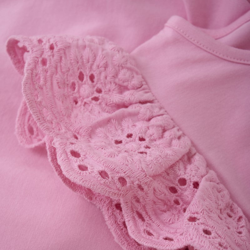 Creamie Rosebloom Eyelet Sleeve Top
