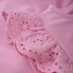 Creamie Rosebloom Eyelet Sleeve Top