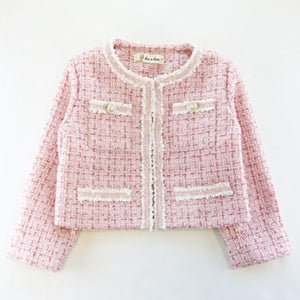 Sequin Trim Pink Tweed Jacket