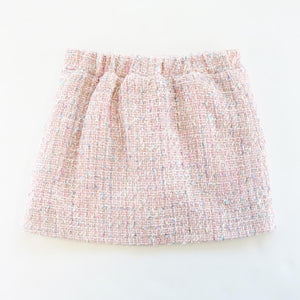 Pink Button Front Tweed Skirt
