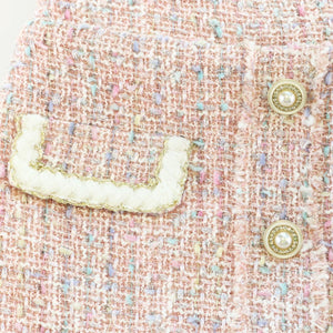 Pink Button Front Tweed Skirt