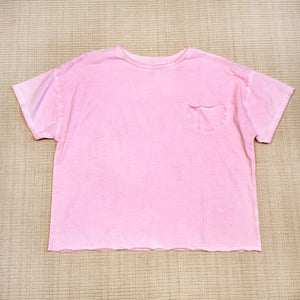 Candy Pink Acid Wash Pocket Tee