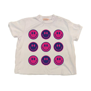 Blue & Pink Smileys Tee
