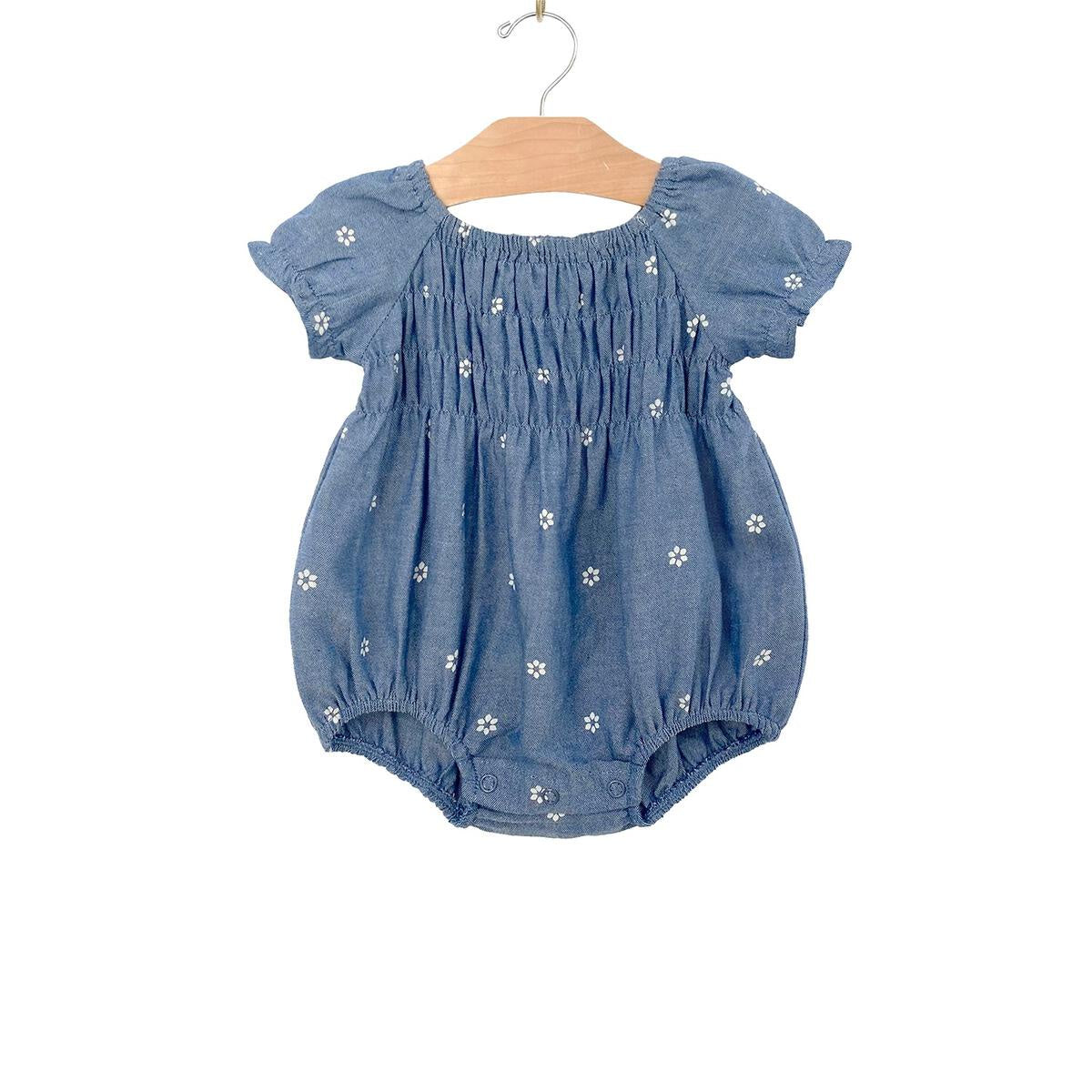 Smocked Daisies Chambray Romper