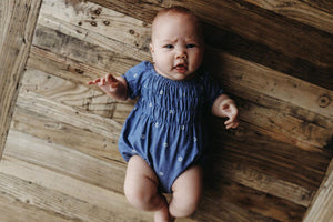 Smocked Daisies Chambray Romper