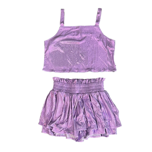 Plisse Purple Top & Skort Set