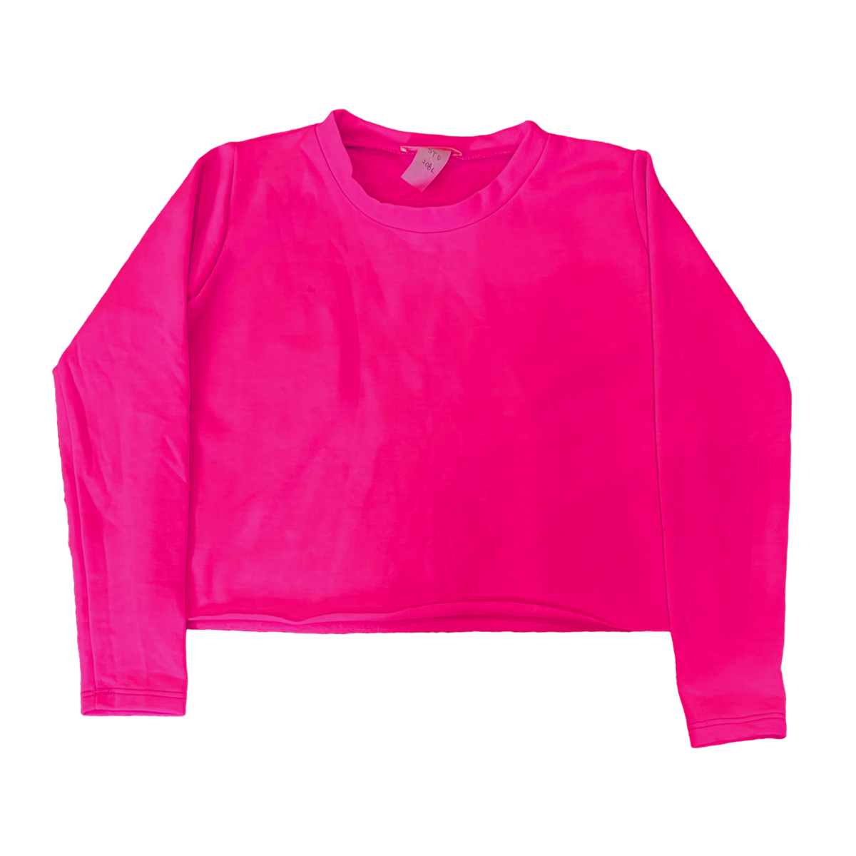 Neon Pink Fleece Cropped Pullover