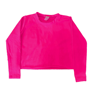 Neon Pink Fleece Cropped Pullover
