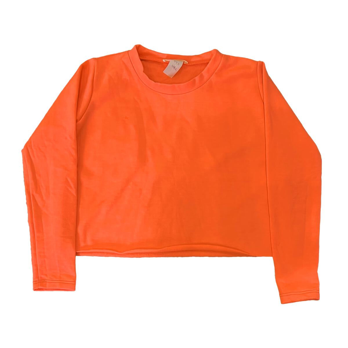 Neon Coral Fleece Cropped Pullover
