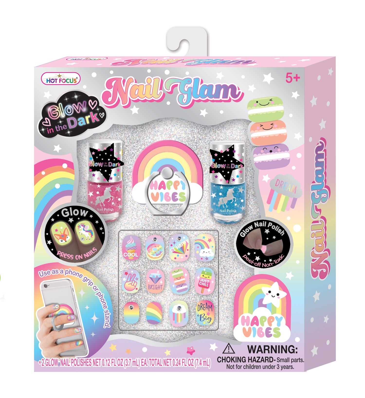 Rainbow Glow in the Dark Nail Art