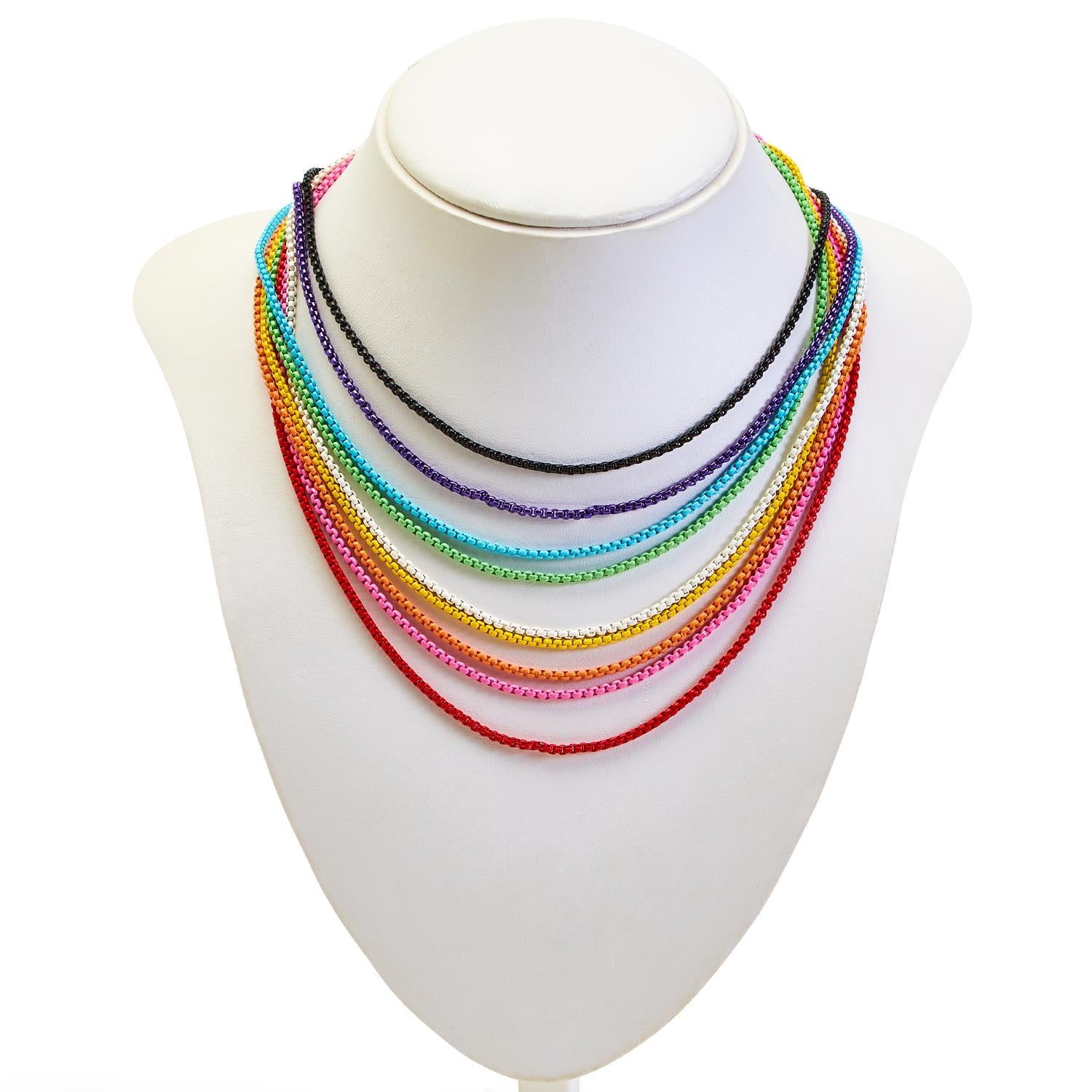 Colored Enamel Coated Chain Necklace