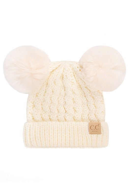 C.C Cable Knit Pom Pom Beanie