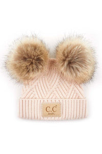 C.C Baby Stripes Criss Cross Pom Beanie