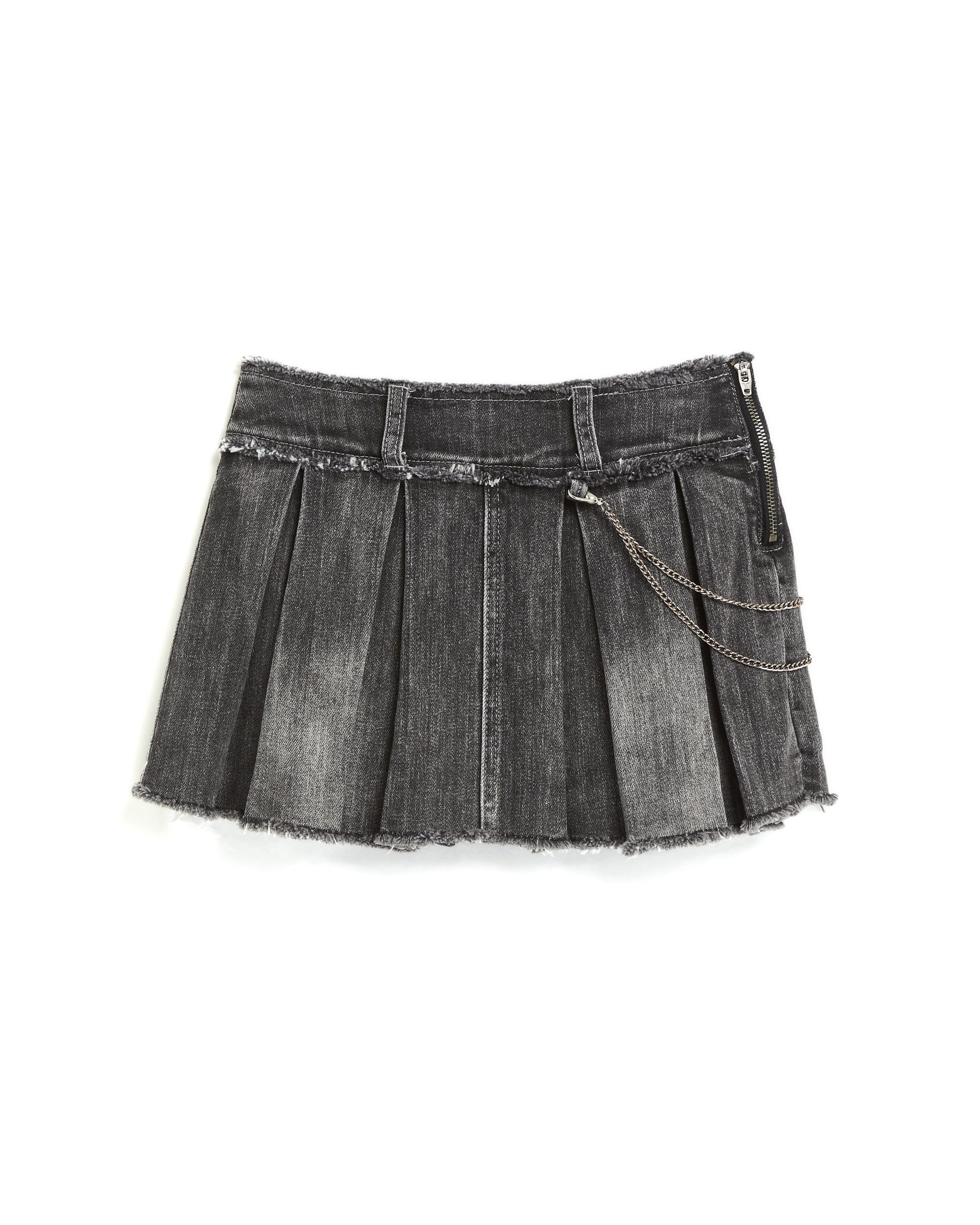 Tractr Black Pleated Denim Skirt