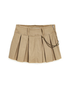 Tractr Brown Pleated Denim Skirt