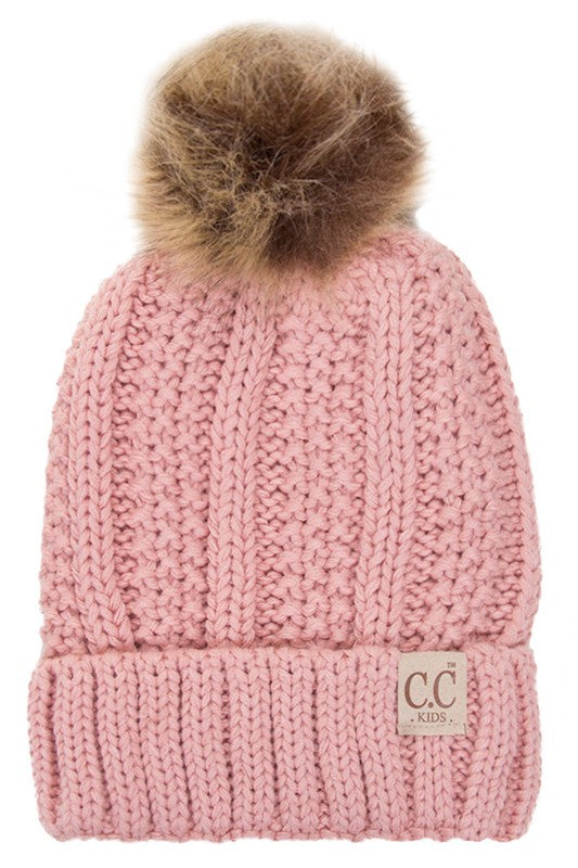 C.C. Fur Pom Knit Beanie