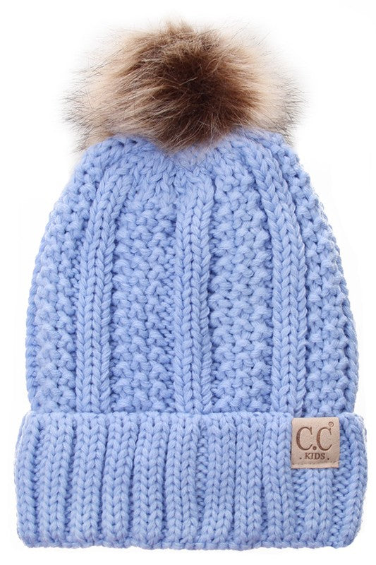 C.C. Fur Pom Knit Beanie