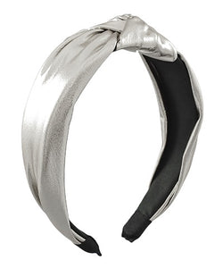 Silver Knotted Leather Headband