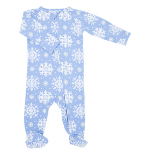 Sweet Bamboo Blue Snowflakes Footie