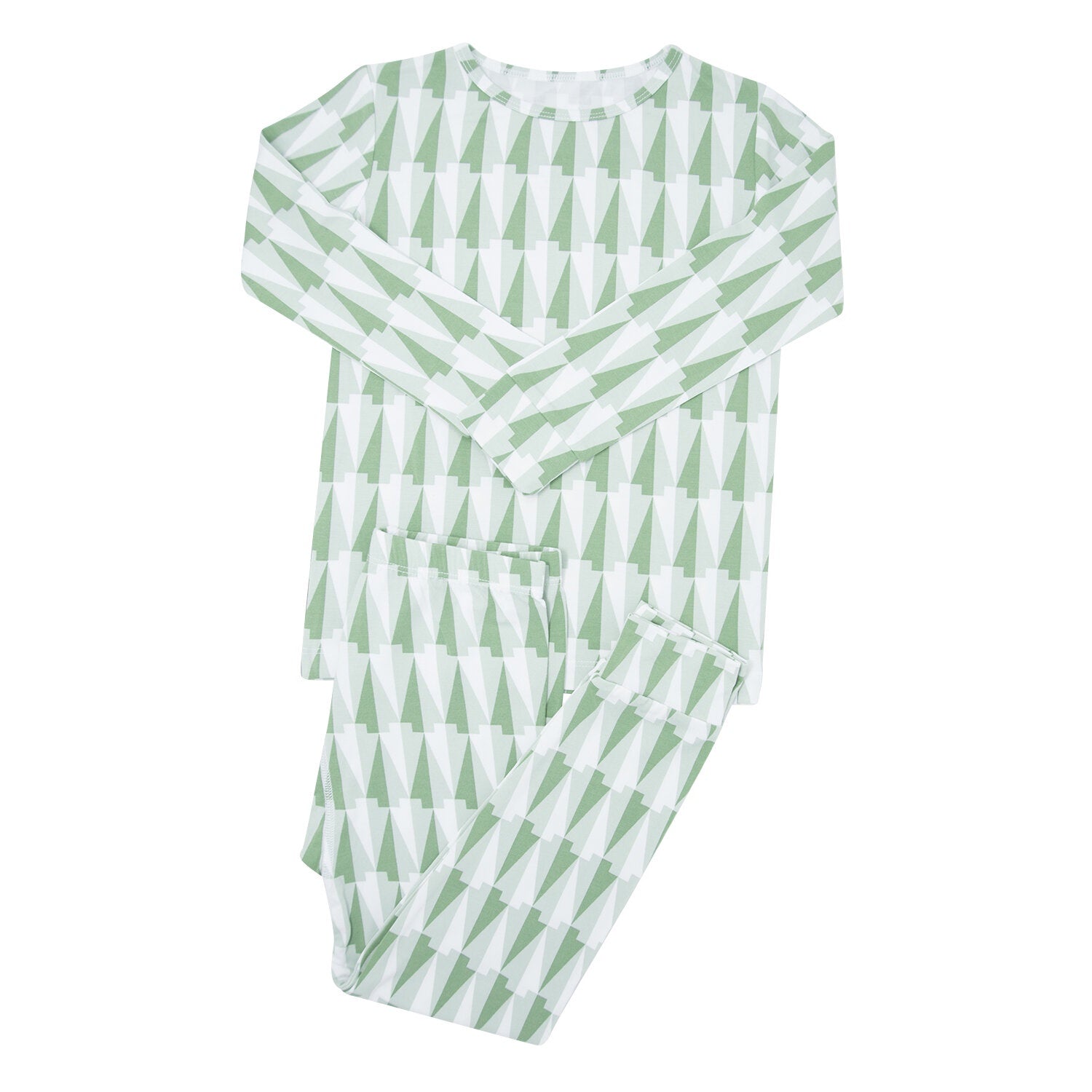 Sweet Bamboo Green Geo Tree PJ Set
