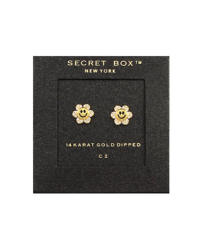 CZ Smiley Flower Studs