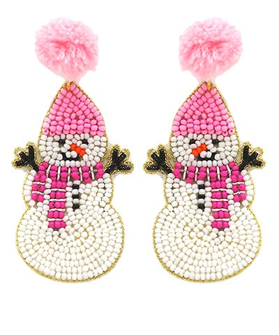 Snowman Pom Earrings