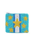 Blue Star Beaded Coin Pouch