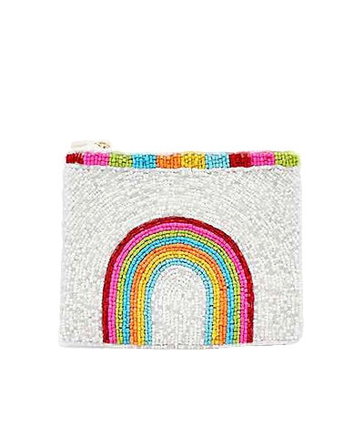 Beaded Multi Rainbow Coin Pouch