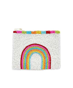 Beaded Multi Rainbow Coin Pouch
