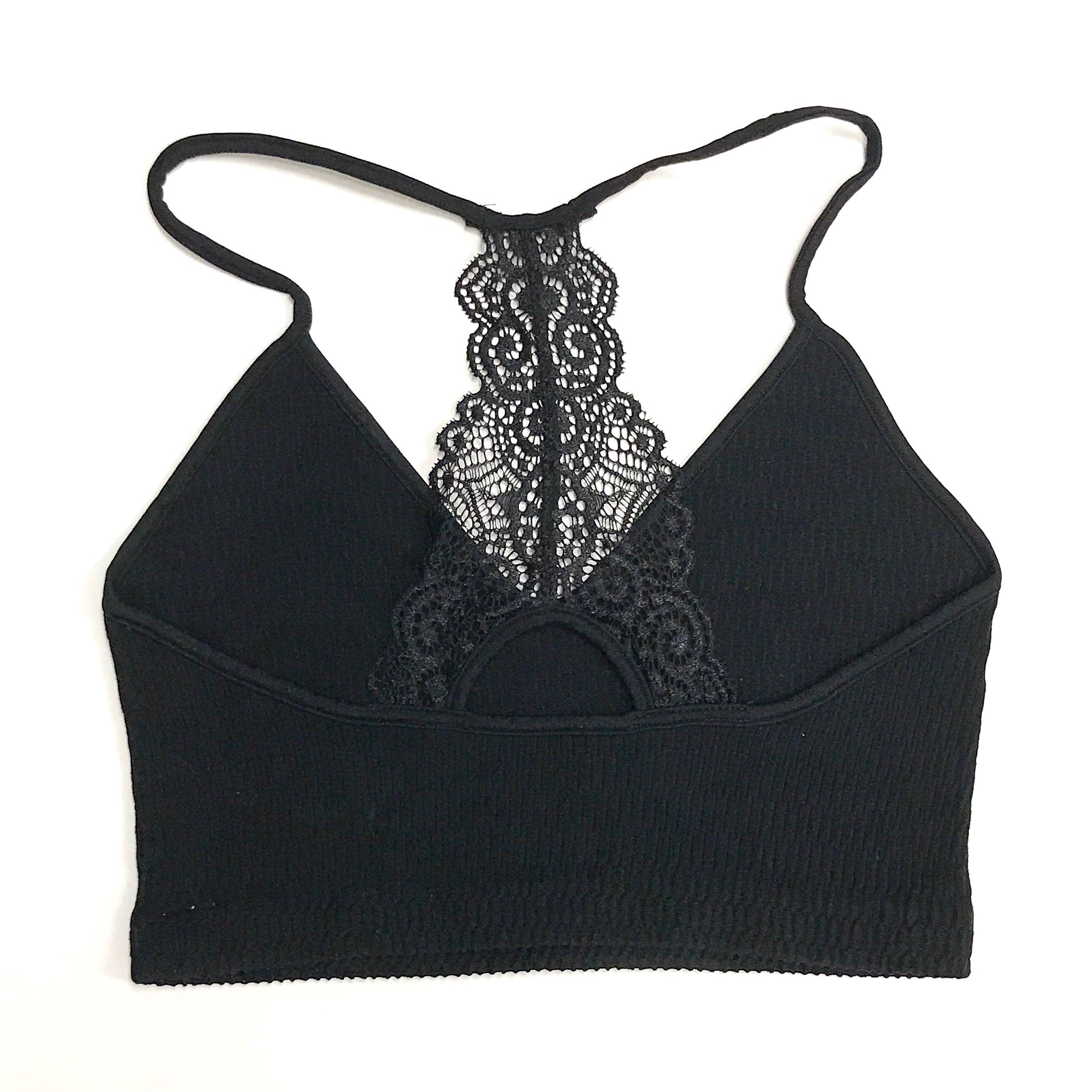 Textured V-Neck Lace Bralette