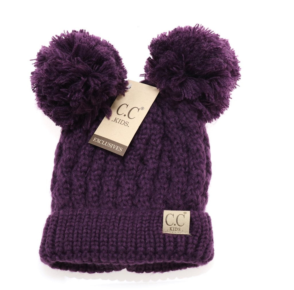 C.C Double Pom Pom Knit Beanie