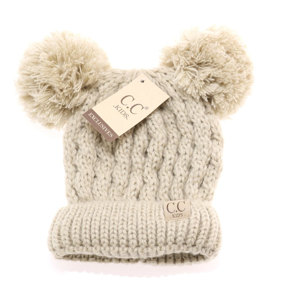 C.C Double Pom Pom Knit Beanie