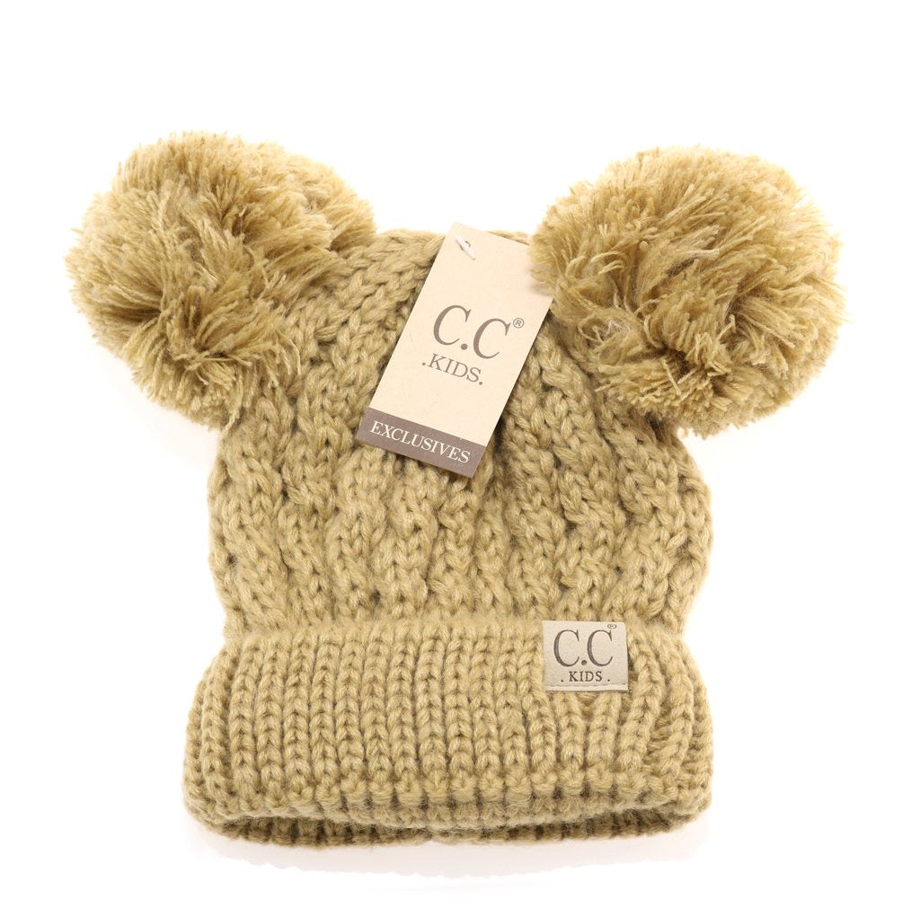 C.C Double Pom Pom Knit Beanie