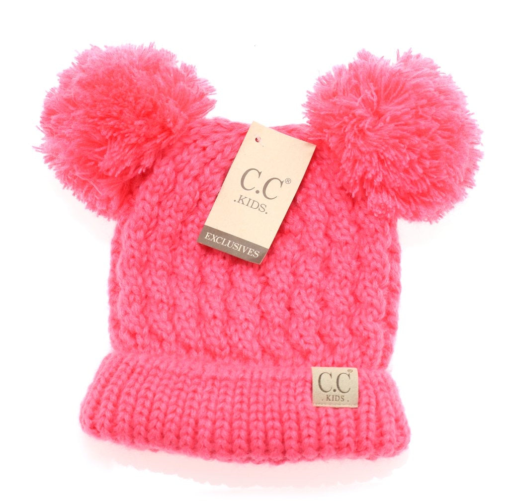C.C Double Pom Pom Knit Beanie