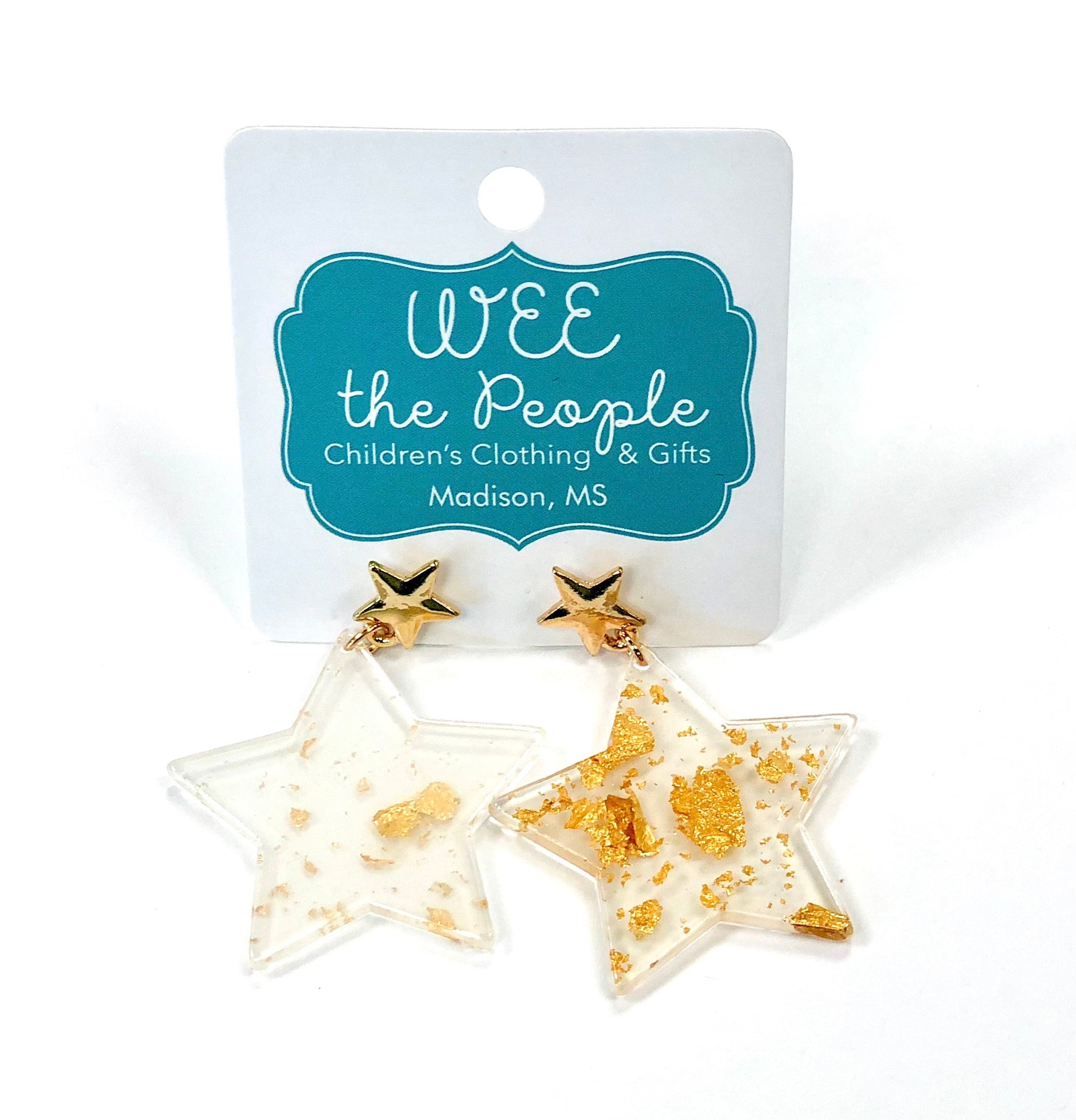 Acrylic Flake Star Earrings