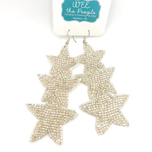 Beaded Triple Star Earrings