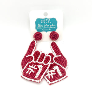 Beaded #1 Maroon Earrings