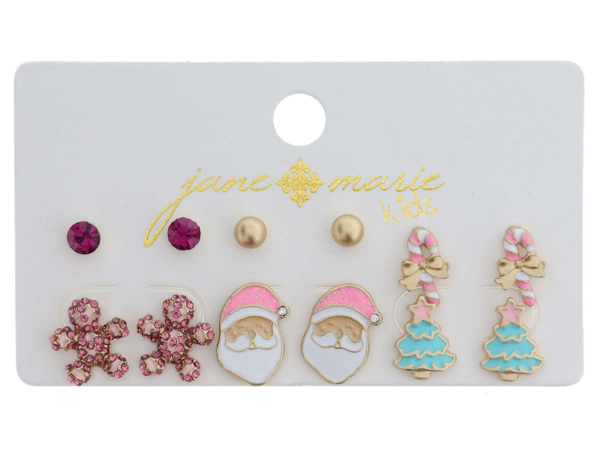 Pink Christmas Stud Set