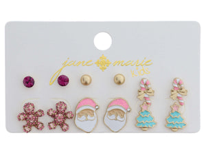 Pink Christmas Stud Set