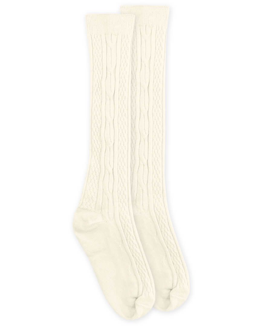 Jefferies Socks Ivory Classic Cable Knee High
